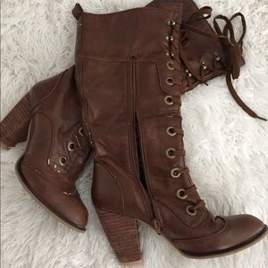 Zipper lace up boots